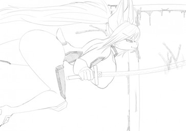 anthro big_breasts blood bodily_fluids breasts female huge_breasts melee_weapon solo sword weapon duplicatename zanthia_(duplicatename) bat mammal hi_res monochrome sketch