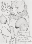 anatomically_correct anatomically_correct_genitalia anatomically_correct_penis animal_genitalia animal_penis anthro anthro_on_feral balls bestiality big_balls big_penis cuddling dialogue duo erection feral genitals hair male male/male mane mane_hair penis roommate sheath size_difference text ursine_penis hgythshs kuruk_(character) bear brown_bear grizzly_bear mammal ursine comic english_text hi_res monochrome