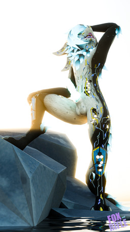 animal_genitalia anthro balls cybernetics cyberpunk day erection fur genitals glowing glowing_genitalia glowing_penis knot machine male nature nude_male penis presenting rock sheath solo teasing water white_body white_fur foxand mythology vrchat dragon furred_dragon furred_scalie mythological_creature mythological_scalie nardoragon scalie 3d_(artwork) 4k 9:16 absurd_res digital_media_(artwork) hi_res