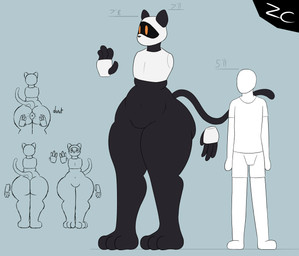 ambiguous_gender anthro anus armless big_butt butt duo featureless_crotch floating_hands larger_male machine male no_genitals puffy_anus size_difference tall thick_thighs visor zerocloak felid feline human mammal robot robot_anthro absurd_res hi_res model_sheet