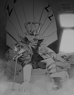 air_vent anthro biped book butt chair clothed clothing crown electronics furniture headgear jacket male monitor open_clothing open_jacket open_topwear sitting solo throne topwear thewyvernsweaver disney zootopia fan_character kulkum_(character) bear mammal polar_bear ursine 2017 absurd_res digital_media_(artwork) greyscale hi_res monochrome