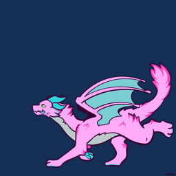 aurorae feral fluffy fluffy_tail fur horn male pawpads pink_body pink_fur running running_in_circles solo tail teal_horn wings zoomies kaeru mythology dragon furred_dragon furred_scalie mythological_creature mythological_scalie scalie animated animated_gif hi_res short_playtime