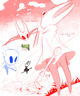 ambiguous_gender biped cloak clothed clothing cloud female grass holding_melee_weapon holding_object holding_weapon hollow_eyes melee_weapon moon plant sitting sky standing star text weapon therealglitchexe get_stickbugged_lol hollow_knight_(franchise) team_cherry hornet_(hollow_knight) the_knight_(hollow_knight) arachnid arthropod vessel_(species) 2025 5:6 absurd_res english_text hi_res half_sister_(lore) sibling_(lore) sister_(lore)