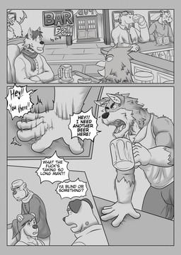 angry anthro bar bar_chair bar_counter beer_glass border clothing counter dialogue door drinking female grey_border group inside looking_at_viewer male profanity shirt tank_top tavern text topwear yelling vju79 mythology gervic_(vju79) avian bear bird canid canine canis deer dragon equid equine horse mammal mythological_creature mythological_scalie scalie wolf comic english_text hi_res monochrome