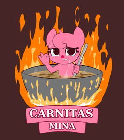 advertisement anthro bodily_fluids cooking cooking_pot cooking_with_furs crying cutlery dying female fire food gesture hand_gesture head_tuft imminent_death kitchen_utensils nervous nude ok_sign pain peril solo soup spoon suicide sweat tears tools tuft e254e mina_(gaturo) domestic_pig mammal suid suine sus_(pig) absurd_res hi_res