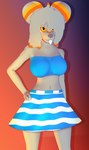 anthro big_breasts blue_bottomwear blue_clothing blue_skirt blue_topwear blue_tube_top bottomwear breasts buckteeth clothing female fur grey_body grey_fur hair orange_eyes pattern_bottomwear pattern_clothing pattern_skirt skirt solo striped_bottomwear striped_clothing striped_skirt stripes teeth topwear tube_top wide_hips conditional_dnp gusta gusty_(gusta) chinchilla chinchillid mammal rodent hi_res herm_(lore)