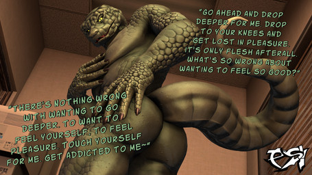 anthro black_sclera breaking_the_fourth_wall dialogue green_body green_scales hypnotizing_viewer looking_at_viewer looking_down looking_down_at_viewer male nude_anthro nude_male pose scales solo tail talking_to_viewer text yellow_eyes psikokinetic petruz_(modeler) isamu_(psikokinetic) reptile scalie snake 16:9 2024 3d_(artwork) digital_media_(artwork) english_text hi_res widescreen