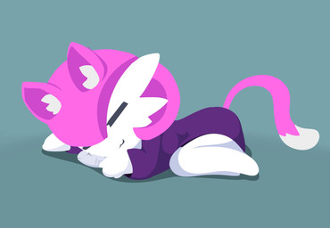 :3 cat_tail chibi clothing eyes_closed female fusion grey_background hair not_furry pink_hair pokemon_fusion simple_background sleeping solo enrique849 nintendo pokemon animal_humanoid cat_humanoid felid felid_humanoid feline feline_humanoid gardevoir generation_3_pokemon humanoid mammal mammal_humanoid pokemon_(species) 2021 absurd_res hi_res signature