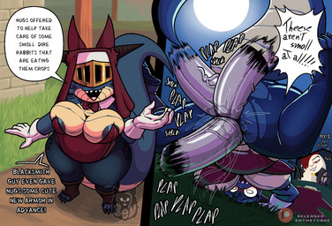 anthro anthro_penetrated areola armor big_breasts blue_body blush bodily_fluids breasts butt clothed clothing dialogue double_penetration female female_penetrated fucked_silly genital_fluids genitals group headgear helmet horn looking_at_viewer looking_pleasured male male/female male_penetrating male_penetrating_female nipples non-mammal_breasts non-mammal_nipples onomatopoeia penetration penile penile_penetration penis plap sex shortstack smile sound_effects tail teeth text tongue triple_penetration vowelless vowelless_sound_effect sevsartcave nugs_(batartcave) viessa_dread_(batartcave) kobold mammal scalie english_text hi_res