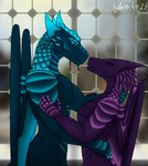 anthro blue_body blue_scales blue_skin claws duo female horn hug male male/female nude nude_female nude_male pink_body pink_scales purple_body purple_skin scales simple_background wings aydaharart inura mythology darn tiri dragon mythological_creature mythological_scalie scalie absurd_res hi_res