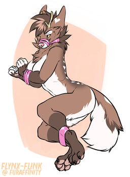 anthro antlers bdsm biped bondage bound breasts brown_body brown_fur female fur horn lying muzzle_(object) muzzled nude on_side simple_background solo submissive submissive_female tail flynx-flink unknown_species 2016