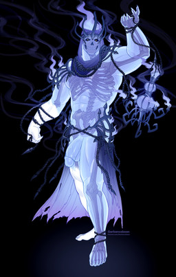 abs balls bone genitals glans looking_at_viewer male muscular muscular_male not_furry penis simple_background skeleton skull solo standing garbancobean undead absurd_res hi_res portrait