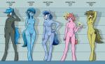 anthro anthrofied bedroom_eyes breasts chart cutie_mark eyewear feathered_wings feathers female genitals glasses group half-closed_eyes happy height_chart horn narrowed_eyes naughty_face nipples nude pussy seductive small_breasts smile teeth text wings whatsapokemon friendship_is_magic hasbro my_little_pony mythology bright_idea fan_character heart_song historia jade_shine thatsapony crystal_pony_(mlp) equid equine mammal mythological_creature mythological_equine pegasus unicorn english_text hi_res