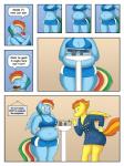 3:4 absurd_res anthro belly_overhang big_breasts breasts comic dessert dialogue doughnut eating english_text equid equine female food friendship_is_magic hand_on_hip hasbro hi_res lordstormcaller mammal my_little_pony mythological_creature mythological_equine mythology overweight overweight_female pastry pegasus rainbow_dash_(mlp) spitfire_(mlp) text thick_thighs weight_gain wings wonderbolts_(mlp)