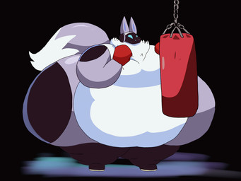 anthro belly belly_overhang big_belly big_butt big_moobs black_background blue_eyes blue_inner_ear blue_mouth blue_nose boxing_gloves butt clothing empty_eyes grey_body grey_ears grey_tail handwear huge_belly huge_butt huge_moobs huge_thighs hyper hyper_belly hyper_butt hyper_moobs hyper_thighs machine male moobs morbidly_obese morbidly_obese_anthro morbidly_obese_male multicolored_body obese obese_anthro obese_male open_mouth overweight overweight_anthro overweight_male punching_bag simple_background solo tail thick_thighs three-quarter_view two_tone_body two_tone_tail white_body white_tail adansin xander_(adansin) protogen 2024 4:3 animated cel_shading colored digital_media_(artwork) shaded