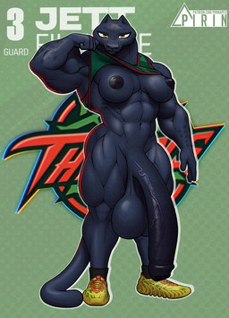 abs anthro areola balls basketball_jersey big_balls big_breasts big_penis black_body black_fur bottomless breasts clothed clothing clothing_lift female footwear foreskin fur genitals gynomorph huge_balls huge_penis hyper hyper_genitalia hyper_penis intersex long_foreskin looking_at_viewer markings melanistic muscular muscular_anthro muscular_female nipples penis shirt shirt_lift shoes smile smiling_at_viewer smirk smirking_at_viewer socks solo spots standing tail text topwear vein veiny_penis pirin-apex goat_(movie) sony_corporation sony_pictures jett_fillmore felid leopard mammal pantherine hi_res