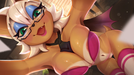 accessory anthro areola areola_slip big_breasts big_butt black_hair black_necktie breasts butt eyewear female fur genitals glasses green_eyes hair inside light looking_at_viewer markings membrane_(anatomy) membranous_wings necktie nipples nude office office_clothing paper smile solo sunlight suntan tail tan_line thick_thighs vulva wearing_glasses wings panika sega sonic_the_hedgehog_(series) rouge_the_bat bat mammal 16:9 digital_media_(artwork) hi_res widescreen