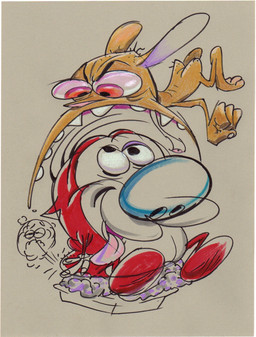 4_fingers angry anthro big_mouth_(anatomy) big_nose blue_nose body_hair butt_hair clothing dirty fart featureless_feet feet fingers gloves gloves_only group hair handwear handwear_only humanoid_hands male mostly_nude nude pink_sclera purple_eyelids purple_inner_ear red_body red_eyes sentient_fart simple_background sitting tan_body teeth tongue tongue_out trio john_k nickelodeon ren_and_stimpy ren_höek stimpy_j._cat air_creature canid canine canis chihuahua domestic_cat domestic_dog elemental_creature felid feline felis mammal toy_dog 2020 hi_res traditional_media_(artwork)