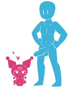 :3 anthro balls blush blush_lines chibi duo female genitals heart_symbol male male/female penis size_difference smug_expression spade_tail tail fatalafterdark onegai_my_melody sanrio ship_dynamics_(meme) anon kuromi demon human lagomorph leporid mammal rabbit digital_media_(artwork) hi_res