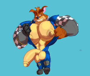 anthro balls big_balls big_muscles big_nipples big_pecs big_penis genitals huge_muscles huge_pecs huge_penis hyper hyper_genitalia hyper_muscles hyper_pecs hyper_penis male muscular muscular_anthro muscular_male nipples pecs penis solo yaboivanillo activision crash_bandicoot_(series) crunch_bandicoot bandicoot mammal marsupial