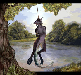 anthro death detailed_background gore hanged male rope scenery solo jeffusherb mythology dragon mythological_creature mythological_scalie scalie digital_media_(artwork) hi_res pixel_(artwork)