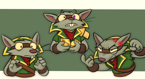 angry anthro buckteeth cheese claws clenched_teeth clothing cross-popping_vein dairy_products eyewear fangs fist food fur goggles green_body green_fur handwear kerchief male multiple_poses nervous pink_eyes pose sharp_teeth simple_background sleeveless_clothing solo teeth wide_eyed yellow_sclera benteem1 league_of_legends riot_games tencent twitch_(lol) mammal murid murine rat rodent 2025 half-length_portrait hi_res portrait