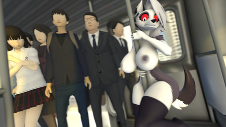 against_pole against_surface anthro breasts clothing crowd embarrassed exhibitionism female group humiliation legwear male nipples pole public public_nudity public_transportation rapid_transit shubi thigh_highs worried aeridiccore_(modeler) hellaverse helluva_boss mythology loona_(helluva_boss) canid canid_demon canine demon hellhound human mammal mythological_canine mythological_creature 16:9 3d_(artwork) digital_media_(artwork) hi_res source_filmmaker_(artwork) widescreen