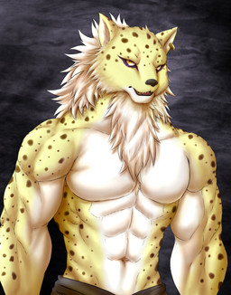 abs anthro belt biceps black_nose bottomwear clothed clothing ear_piercing ear_ring fur hair male markings multicolored_body multicolored_fur muscular muscular_anthro muscular_male neck_tuft orange_eyes pecs piercing ring_piercing solo spots spotted_body spotted_fur topless topless_anthro topless_male tuft two_tone_body two_tone_fur white_body white_fur white_hair yellow_body yellow_fur chibikoma dragon_quest dragon_quest_ix square_enix goresby-purrvis felid leopard mammal pantherine 2022 absurd_res digital_drawing_(artwork) digital_media_(artwork) half-length_portrait hi_res portrait