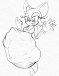 abdominal_bulge anthro belly big_belly duo female female_pred fully_inside oral_vore same_size_vore vore killboo sega sonic_the_hedgehog_(series) rouge_the_bat bat mammal monochrome