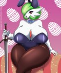 big_breasts breasts cleavage clothed clothing female holding_melee_weapon holding_object holding_sword holding_weapon huge_breasts melee_weapon not_furry solo sword thick_thighs weapon jmf nintendo pokemon gardevoir generation_3_pokemon pokemon_(species) 5:6 hi_res