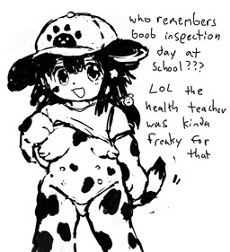 6_nipples anthro baseball_cap breasts clothed clothing clothing_lift female hair hat headgear headwear inverted_nipples kemono long_hair multi_nipple nipples presenting presenting_breasts shirt shirt_lift showing_chest simple_background solo text topwear petday canid canine canis dalmatian domestic_dog mammal english_text hi_res monochrome sketch