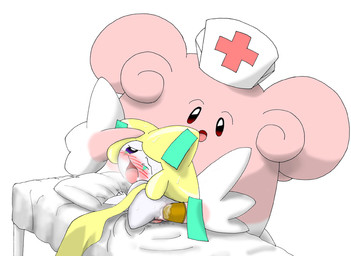 ambiguous_gender anal anal_fisting anal_penetration anus blue_eyes blush bodily_fluids clothing duo examination fingering fisting furniture genitals gloves handwear hat headgear headwear male male/ambiguous medical_gloves nurse nurse_clothing nurse_hat nurse_headwear on_table one_eye_closed open_mouth patient penetration penis prostate_exam red_eyes simple_background table tears white_background pasaran nintendo pokemon blissey generation_2_pokemon generation_3_pokemon humanoid jirachi legendary_pokemon pokemon_(species) 2012