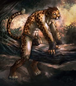 4_toes 5_fingers abs anthro balls_outline biped branch bulge claws clothed clothing detailed_background detailed_bulge feet fingers genital_outline genitals half-erect in_tree male muscular muscular_anthro muscular_male nature on_branch outside penis penis_base penis_outline plant pose scenery solo tail thong toes topless tree tribal underwear vines wood cheetahpaws cheetahpaws_(character) cheetah felid feline mammal 2011 digital_media_(artwork) hi_res