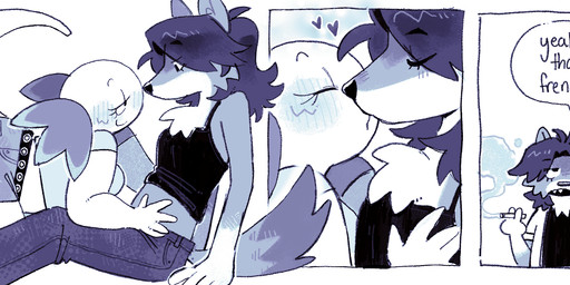 3_panel_comic accidentally_gay anthro bangs belly belt blush bottomwear breasts cheek_tuft chest_tuft cigarette clothed clothing coat collared_shirt crawling crop_top denim denim_bottomwear denim_clothing denim_skirt dialogue dipstick_tail dress_shirt duo eyebrow_through_hair eyebrows eyelashes eyes_closed facial_tuft female female/female flat_chested fluffy fluffy_tail friends_with_benefits fully_clothed fur gills greeting hair half-closed_eyes hand_on_belly hand_on_chest hand_on_hip happy heart_symbol jeans kissing kneeling leg_markings looking_at_another making_out markings medium_breasts midriff multicolored_body multicolored_fur narrowed_eyes organs overweight pants seductive shirt shocked simple_background sitting sitting_on_ground skirt slightly_chubby smoke smoking snout socks_(marking) speech_bubble stomach sweater tail tail_markings tall tank_top text thick_tail topwear translucent translucent_hair tuft white_background kint normalsville esme_(normalsville) lake_(normalsville) zoey_(normalsville) amphibian aquatic axolotl canid canine canis fox mammal mole_salamander salamander wolf comic english_text hi_res monochrome