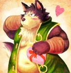 anthro belly blush heart_symbol holidays humanoid_hands male moobs navel overweight overweight_anthro overweight_male scar simple_background solo lako sega shining_(sega) shining_force shining_wind valentine's_day rouen_(shining) canid canine canis mammal wolf 2010