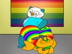 anthro ass_to_ass bottomwear bouncing_butt butt clothing duo flag flag_(object) flag_on_wall grinding lgbt_pride male male/male pride_color_bottomwear pride_color_clothing pride_color_flag pride_colors rainbow_flag rainbow_pride_clothing rainbow_pride_colors rainbow_pride_flag rainbow_symbol six-stripe_rainbow_pride_colors slightly_chubby slightly_chubby_anthro slightly_chubby_male super_gay thick_thighs twerking chonkymouse nintendo pokemon axel_the_tepig oshie_the_oshawott domestic_pig generation_5_pokemon mammal marine oshawott pokemon_(species) suid suina sus_(pig) tepig 4:3 animated short_playtime