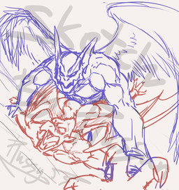 anal anal_penetration anthro butt duo fangs feathered_wings feathers forced male male/male male_penetrated male_penetrating male_penetrating_male membrane_(anatomy) membranous_wings muscular muscular_male nude open_mouth penetration rape sex teeth tongue wings plussun capcom demon's_crest gargoyle's_quest ghosts_'n_goblins arma_(demon's_crest) firebrand demon gargoyle red_arremer hi_res sketch