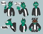 angry anthro blush clothing gesture green_body green_scales hand_gesture horn jacket leather leather_clothing leather_jacket leather_topwear male orange_eyes pondering scales shirt solo sticker telegram_sticker text topwear v_sign waving white_clothing white_shirt white_topwear newt_wolfbuck mythology kabal_manegold dragon mythological_creature mythological_scalie scalie wingless_dragon