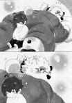 anthro butt butt_pillow duo male male/male size_difference suzuapi2 lifewonders tokyo_afterschool_summoners leib_(tas) protagonist_(tas) twink_protagonist_(tas) bear human mammal polar_bear ursine monochrome