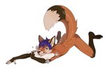 4_toes 5_fingers anthro feet femboy fingers fur hair male orange_body orange_fur purple_hair simple_background smile solo toes white_background eihman canid canine fox mammal 2020 3:2 digital_media_(artwork)