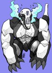 abs all_fours anthro biceps black_arms black_body black_eyebrows black_eyes black_scales bone claws elemental_manipulation eyebrows fangs fire fire_manipulation kneeling looking_at_viewer male multicolored_body multicolored_skin muscular muscular_anthro muscular_male pecs scales skeleton solo teeth two_tone_body two_tone_skin white_body white_eyes white_face white_mouth white_nose white_scales jwbash nintendo pokemon crocodile crocodilian generation_9_pokemon pokemon_(species) reptile scalie skeledirge absurd_res hi_res