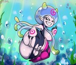 anus areola big_breasts big_butt breasts butt clothing female genitals huge_butt humanoid_pointy_ears nipples pink_body pointy_ears pussy smile solo teeth tentacles text thick_thighs torn_clothing underwater water glubtastic bandai_namco digimon animal_humanoid cnidarian cnidarian_humanoid digimon_(species) humanoid jellyfish_humanoid jellymon marine marine_humanoid medusozoan medusozoan_humanoid 2022 hi_res signature