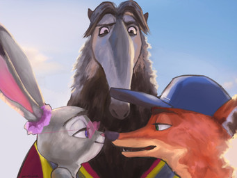 anthro boop clothing eye_contact eyewear female fur glasses grey_body group hair hat headgear headwear looking_at_another male male/female nose_boop pink_eyewear pink_glasses smile teeth trio wearing_glasses arvecina disney zootopia antony_snootley judy_hopps nick_wilde anteater canid canine fox giant_anteater lagomorph leporid mammal pilosan rabbit red_fox true_fox xenarthran 4:3 digital_media_(artwork) hi_res