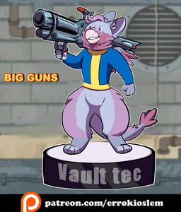 anthro beak chibi feathers gun male paws ranged_weapon solo tail vault_suit weapon wings errokioslem fallout microsoft mythology avian gryphon mythological_avian mythological_creature hi_res