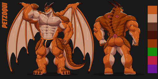 abs anthro big_muscles brown_back bulge butt claws clothing green_eyes huge_muscles male membrane_(anatomy) membranous_wings muscular muscular_anthro muscular_arms muscular_legs muscular_male muscular_thighs orange_body orange_scales pecs plated_scales scales solo spines underwear wings wolfblack43 mythology wings_of_fire petzoqui dragon mudwing_(wof) mythological_creature mythological_scalie scalie absurd_res hi_res model_sheet