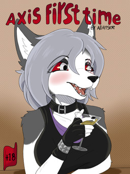 anthro black_nose choker clothing female fur grey_body grey_fur grey_hair hair jewelry necklace red_sclera solo white_body white_eyes white_fur allartskye axis_hellhound canid canine mammal hi_res