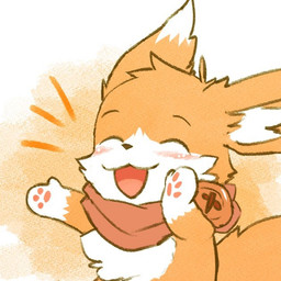 anthro cheek_tuft chest_tuft chibi dipstick_ears ear_markings eyes_closed facial_tuft fur gloves_(marking) happy head_tuft male markings multicolored_ears open_mouth open_smile orange_body orange_fur pawpads pink_pawpads red_scarf scarf simple_background simple_eyes smile solo tuft unsigned white_body white_fur papayafurry species_request 1:1 bust_portrait icon portrait