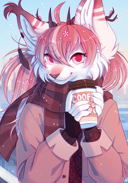 5_fingers anthro biped claws clothed clothed_anthro clothed_female clothing female finger_claws fingers front_view fur hair horn inner_ear_fluff looking_at_viewer smile solo standing teeth tuft bloominglynx felid feline lynx mammal 2025 absurd_res digital_drawing_(artwork) digital_media_(artwork) hi_res