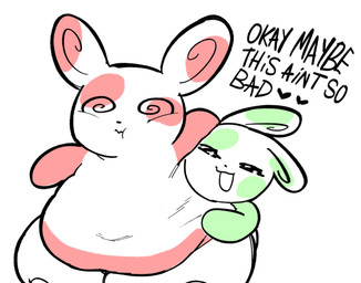 anthro anthro_on_anthro belly big_belly black_nose black_text chubby_cheeks duo featureless_hands female fur green_arms green_body green_fur green_spots happy heart_after_text huge_belly huge_thighs hugging_belly inflation larger_female male male/female multicolored_body multicolored_ears multicolored_face multicolored_fur narrowed_eyes navel open_mouth open_smile overweight overweight_anthro overweight_female red_arms red_body red_fur red_spots round_nose simple_background size_difference small_nose smaller_male smile spiral spiral_eyes spots spotted_ears spotted_face text thick_thighs two_tone_body two_tone_ears two_tone_face two_tone_fur wavy_mouth white_background white_body white_ears white_fur riaplusone nintendo pokemon generation_3_pokemon pokemon_(species) shiny_pokemon spinda 2025 digital_drawing_(artwork) digital_media_(artwork) english_text hi_res