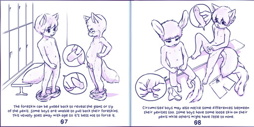anthro balls biped duo foreskin genitals glans hair humanoid_genitalia humanoid_penis male male/male penis sex_education shota tail text young young_anthro young_male aogami chris_(doomhelm) martin_becket mike_(doomhelm) robbie_langley canid canine fox lagomorph leporid mammal rabbit absurd_res comic english_text hi_res line_art monochrome multiple_images